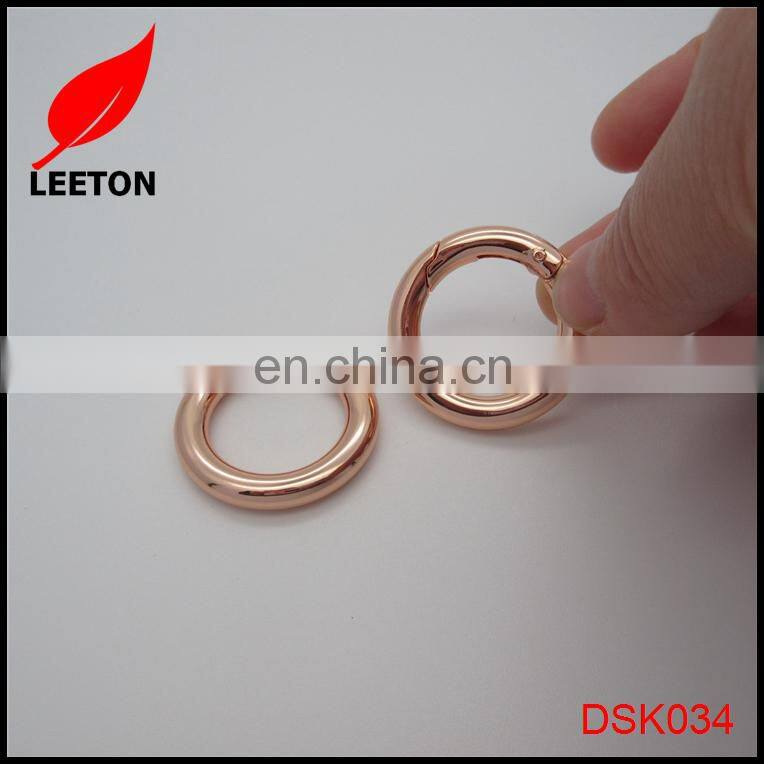 30mm shiny rose gold zinc alloy round carabiner hook for leather bag