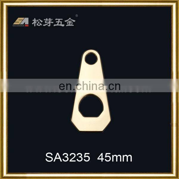 Zinc Alloy Garment Metal Zipper Puller, Gold Plated Garment Fitting Hardware