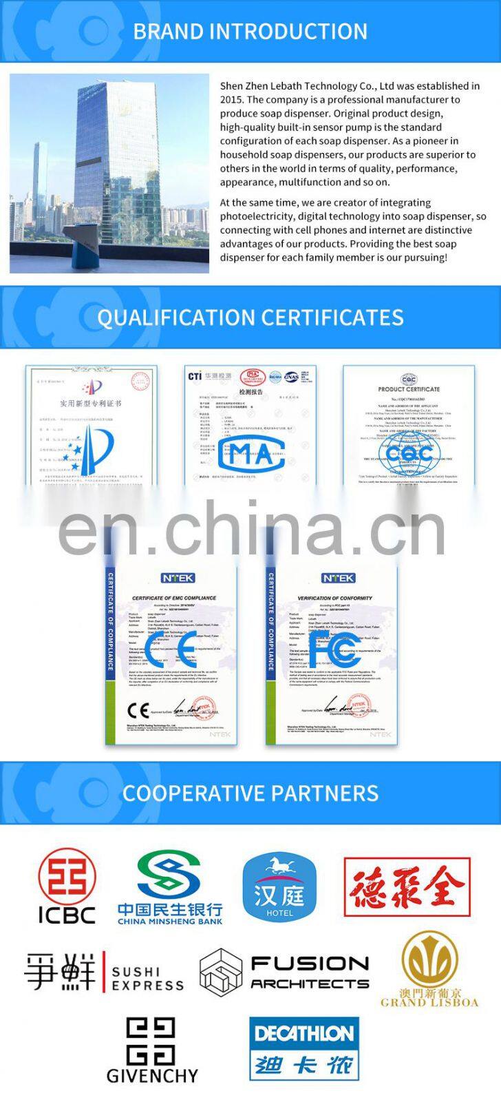 Automatic sensor pump electric foam soap dispenser