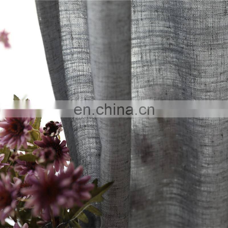 Polyester linen look semi-blackout simple solid color plain curtain fabric