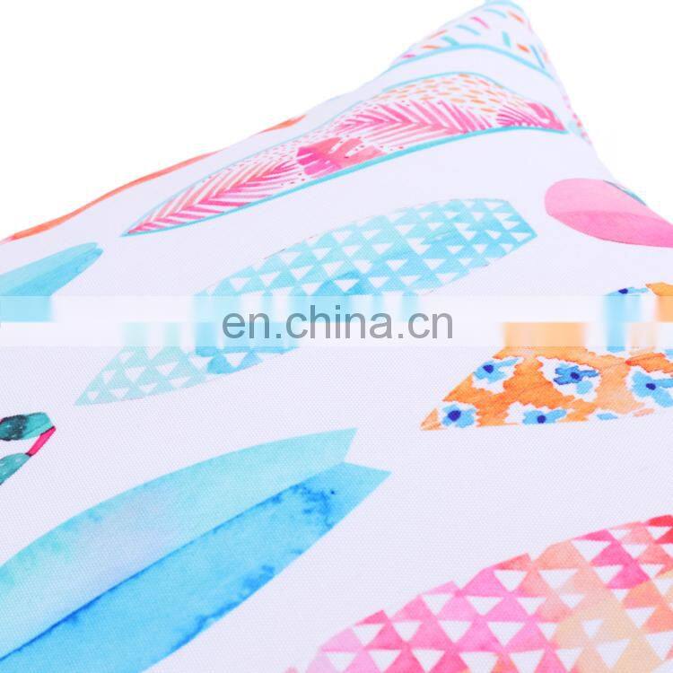 Colourful lively spun polyester green plants pattern printed sofa cushion covers with tassels