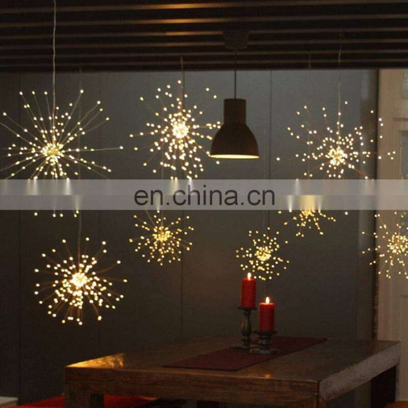 2019 remote control 8 Modes Dimmable Battery Operated Hanging Starburst LED Bouquet Shape string Lights