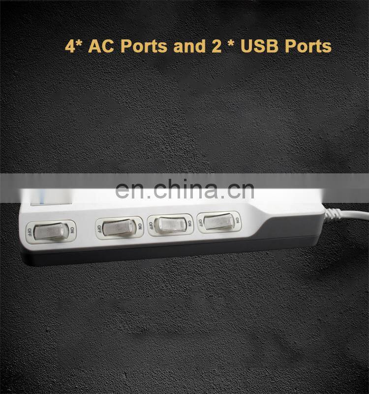 Desktop Double Universal Electric Extension USB Hole Outlet Wall 4 Gang 4 Way Switch and Socket