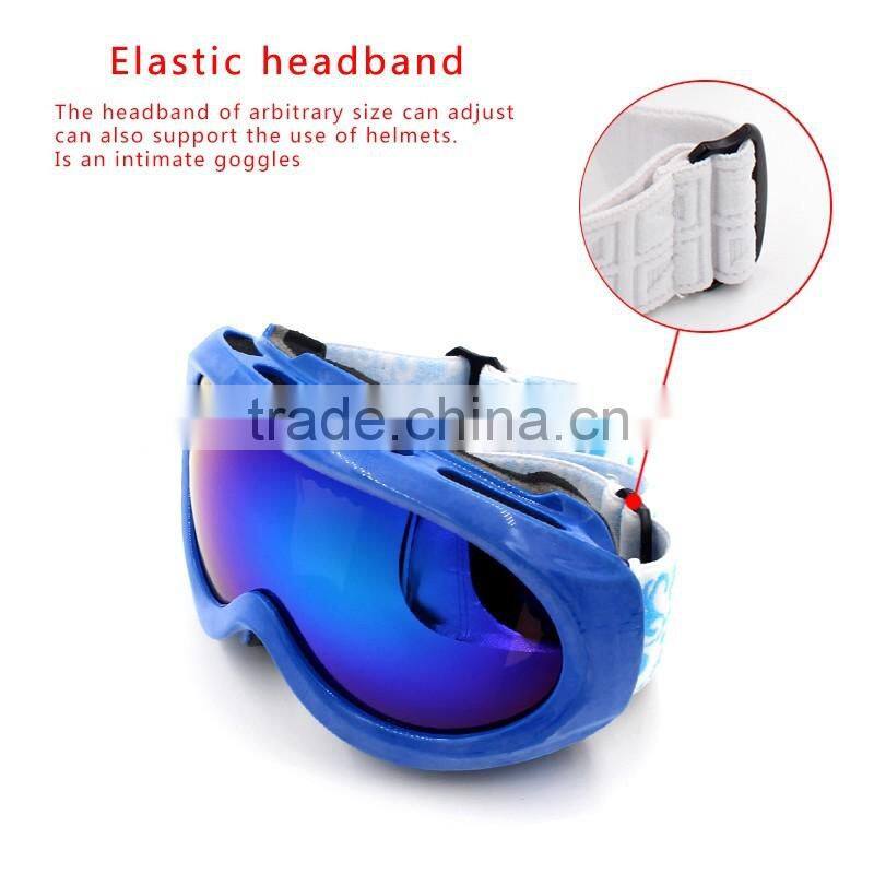 Black TPU frame PC dual anti fog lens snow goggles fashion sport racing ski glasses