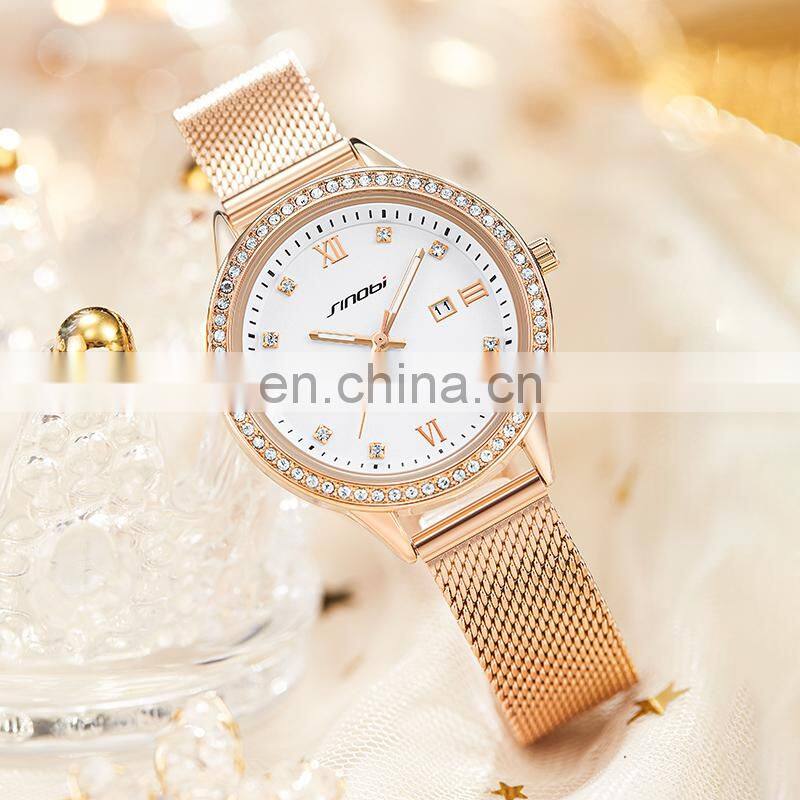 SINOBI Ladies Watches Buy Online S9846L China Supplier Wholesale Watch Supplier Red Iced Out Watches Saat