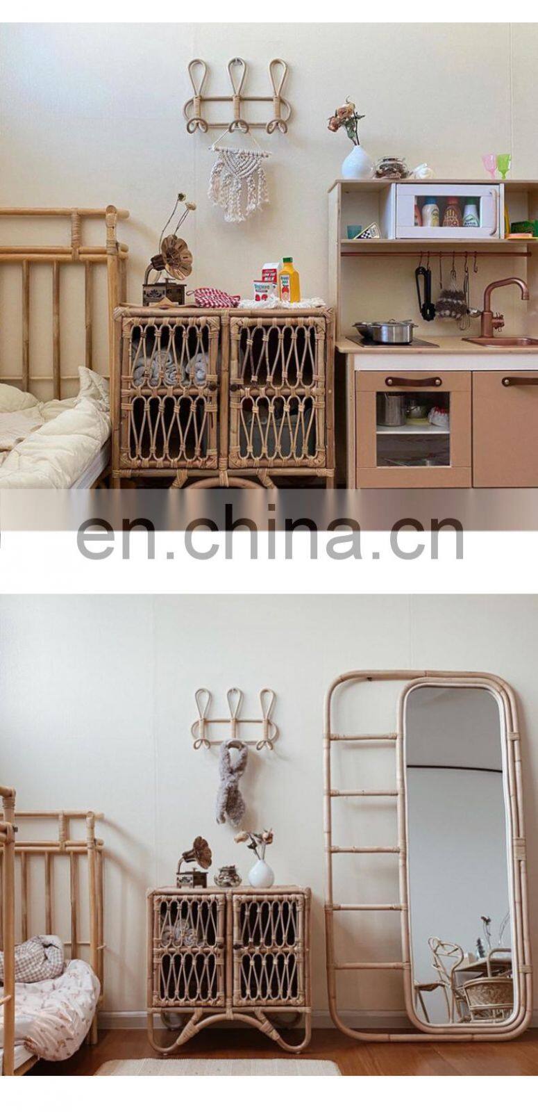 Rattan Wall Hooks Kids Garments Organizer Rack Clothes Hat Hanging Hook Rattan Hanger Kids Room Decor Hanger