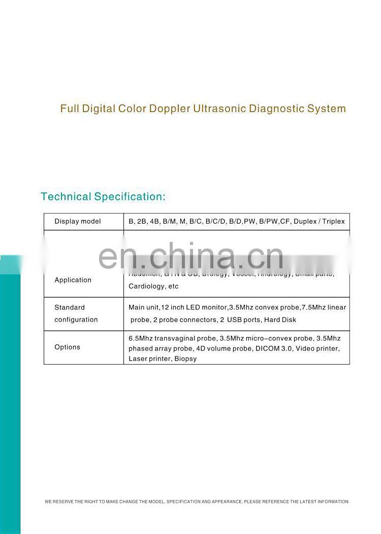 HC-A011 12 Inch High Resolution 128 elements Color Dopplor 3D 4D Ultrasound