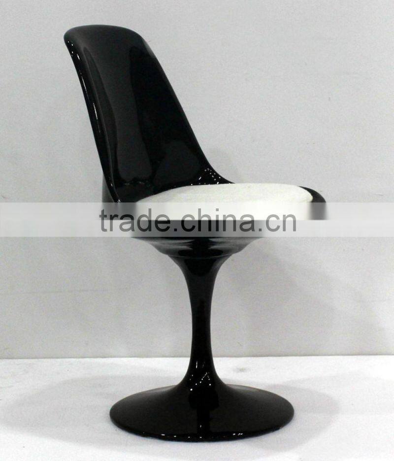 replica classic fiberglass armless tulip side chair with fabric cushion by Eero Saarinen