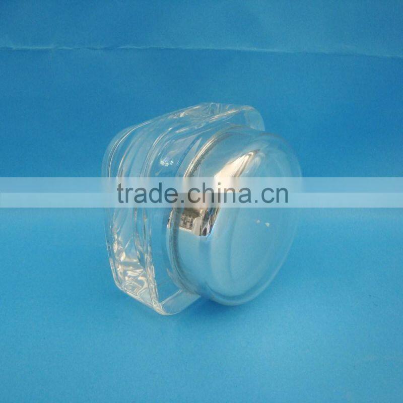 cosmetic clear square shape acrylic plastic jar with plastic cap