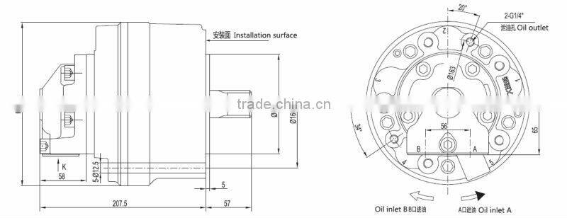 radial piston motor, equivalent to SAI motor GM05