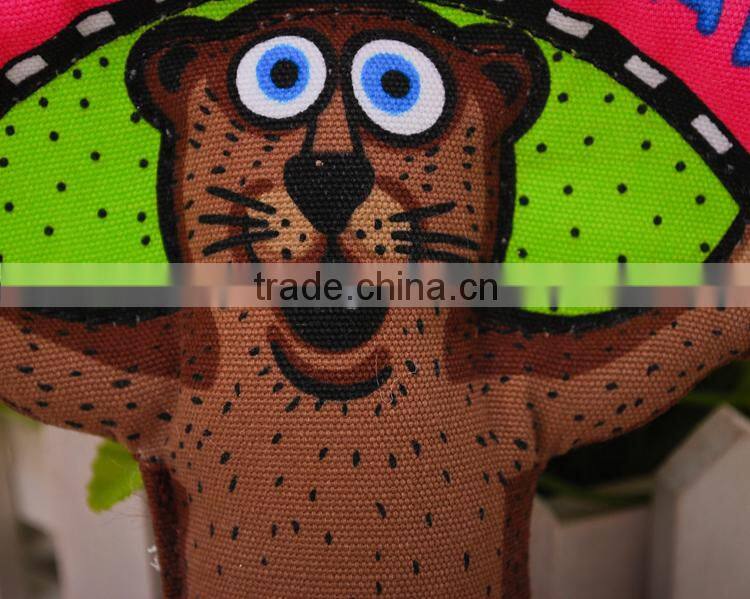 Wholesale Good quality durabale colorful canvas duck frog and squirrel animal printed dog frisbee