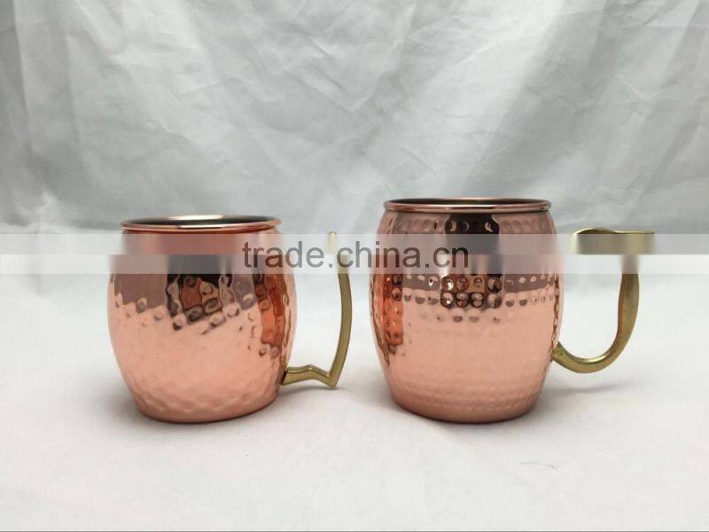 20oz Hammered Copper Moscow Mule Mug Handmade of 100% Pure Copper, Brass Handle Hammered Moscow Mule Mug / Cup.