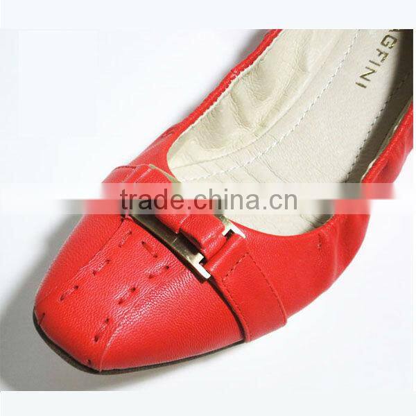 Latest Lady Leather Flat Casual Shoes High Quality Genuine Shoes