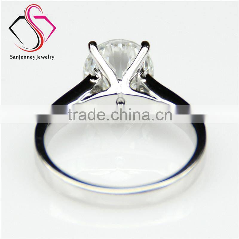 Round Brilliant Cut Esdomera Moissanite Solitaire 4 Prong 1 Carat 6.5mm Center Accents 14k White Gold Diamond Engagement Ring