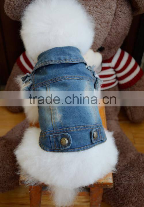 Retro-scratched grain cowboy dog clothes small spring/summer/autumn Teddy bear vest pet clothing