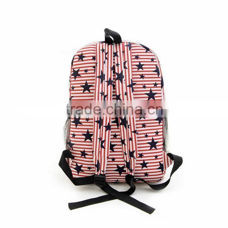 Promotional Star Printed Canvas School Cheap Backpack