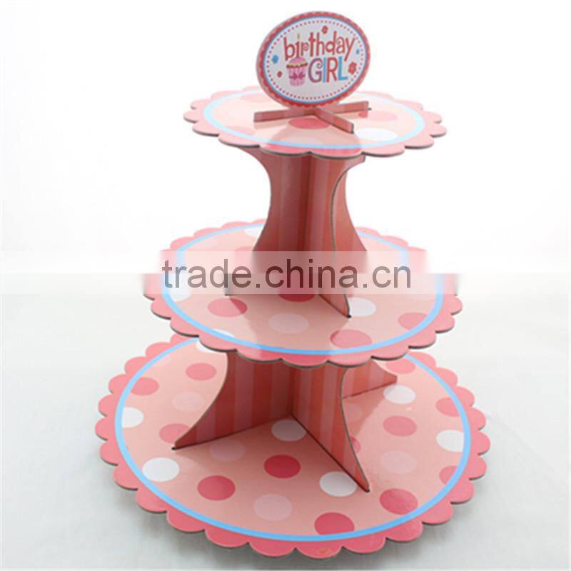 Cake Decoration 3 Tier Cardboard Cupcake Stand for Themed Parties.