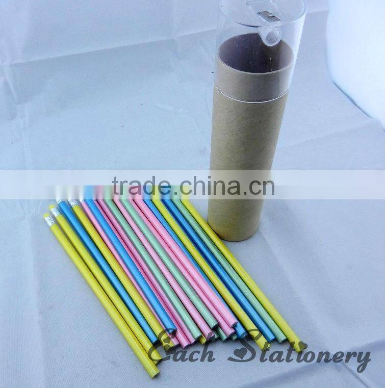 24pcs 7"HB recycled multi color pencil in tube box