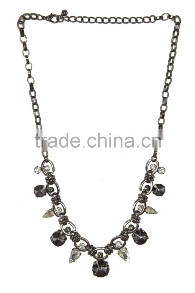Rhinestone and Faux Gem Charm Necklace
