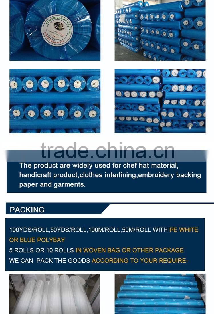 100% polyester chemical bonding 1085H embroidery backing paper for Peru market