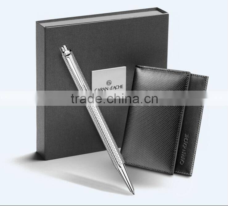 Fancy Promotional Card Holder With Pen Leather Gift Set