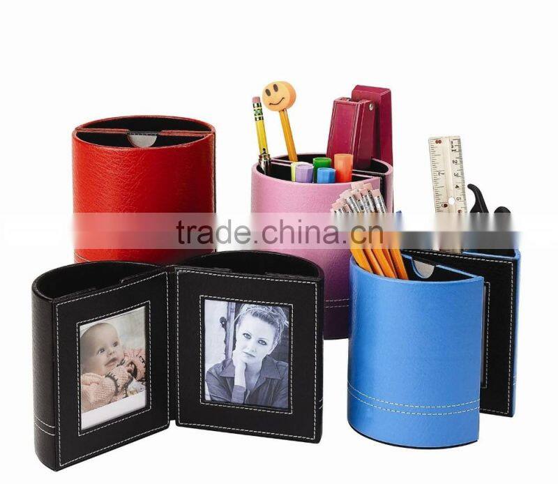 2 black photo frame pen holder with stitching design