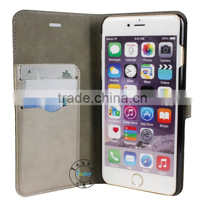 have in stock cheap leather wallet for iphone 6 case with custom design