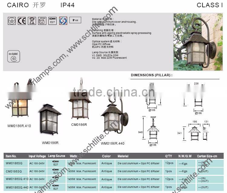 CAIRO IP44 outdoor square garden park wall hanging light