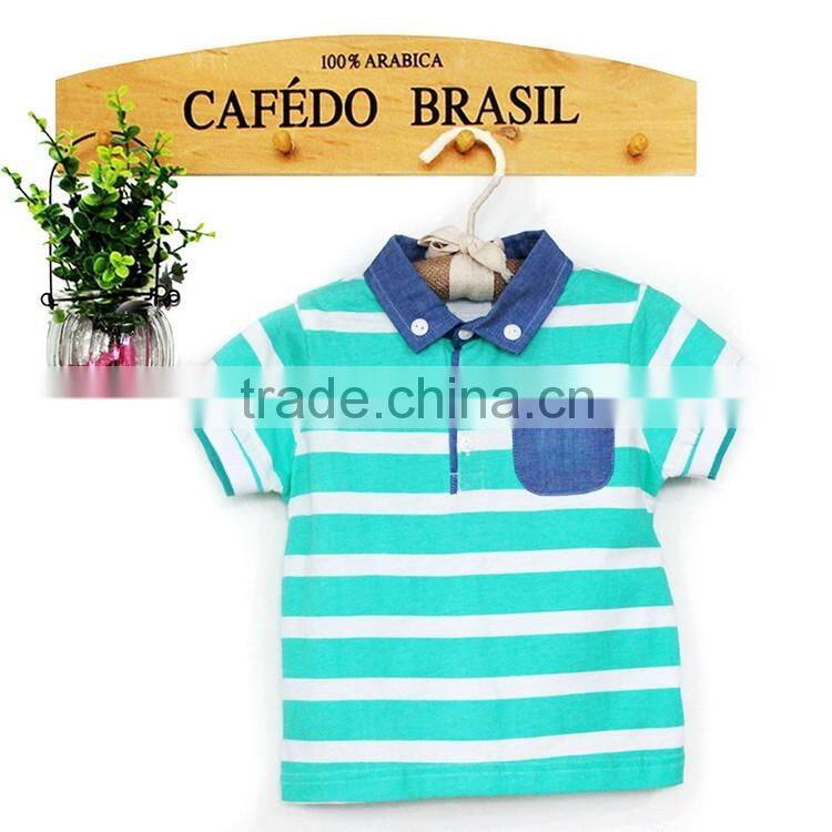 Trendy Baby Kids Wear Stripe Shirts Child Short Sleeve Polo Neck T shirt