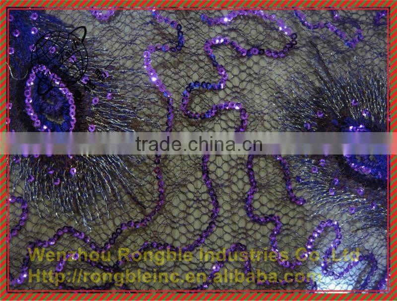 sequin and beaded fabric/beaded sequined lace fabric