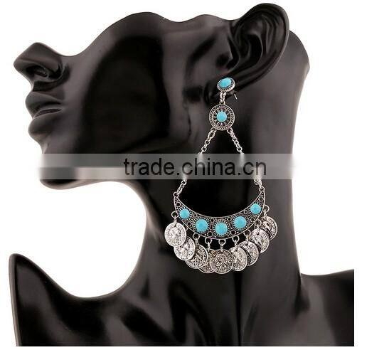 >NEW SW16589 handmade drop bead earrings coin fringe earrings/