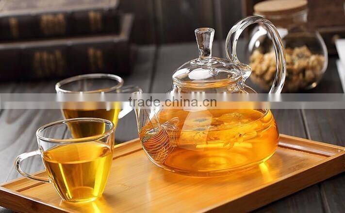 OEM Hot Sale Good Design Tea Pot Glass Stainless steel spring filter