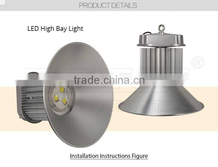 Outdoor IP67 waterproof bridgelux cob 150w low power highbay