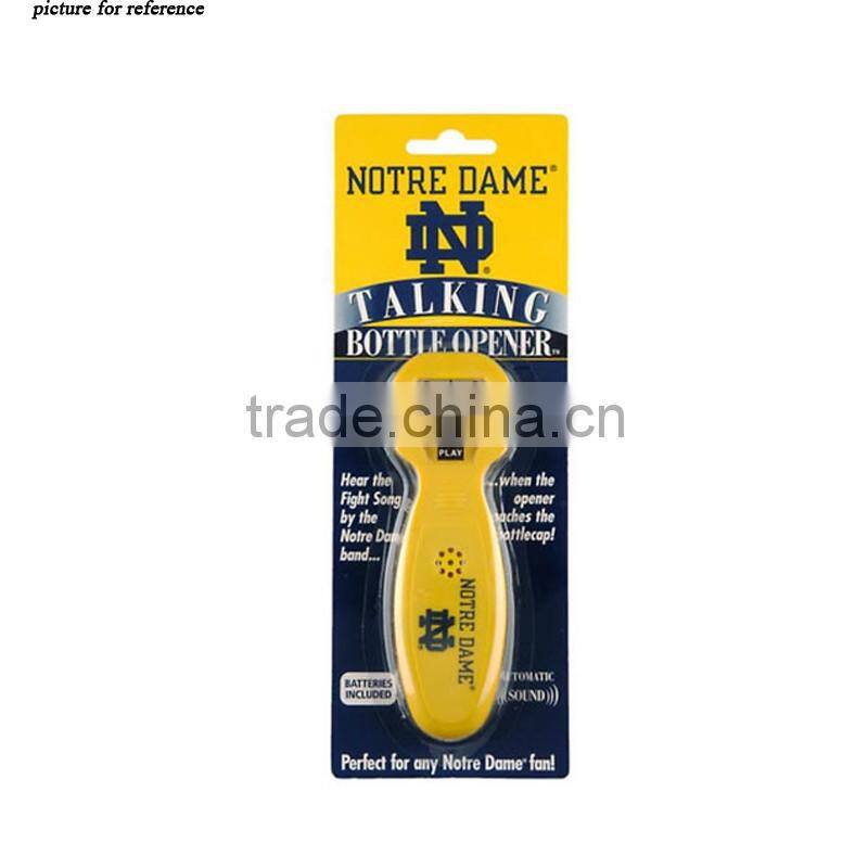 promotional gift talking electronic battery operated sound bottle opener with sound module