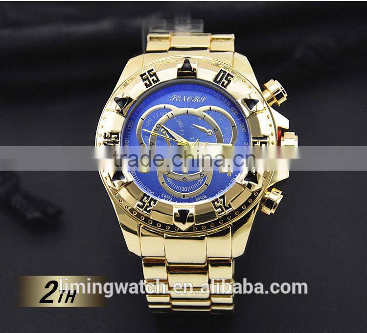 2015 Newest Luxury Top Quality Big Face IP gold Stainless Steel Watch Man