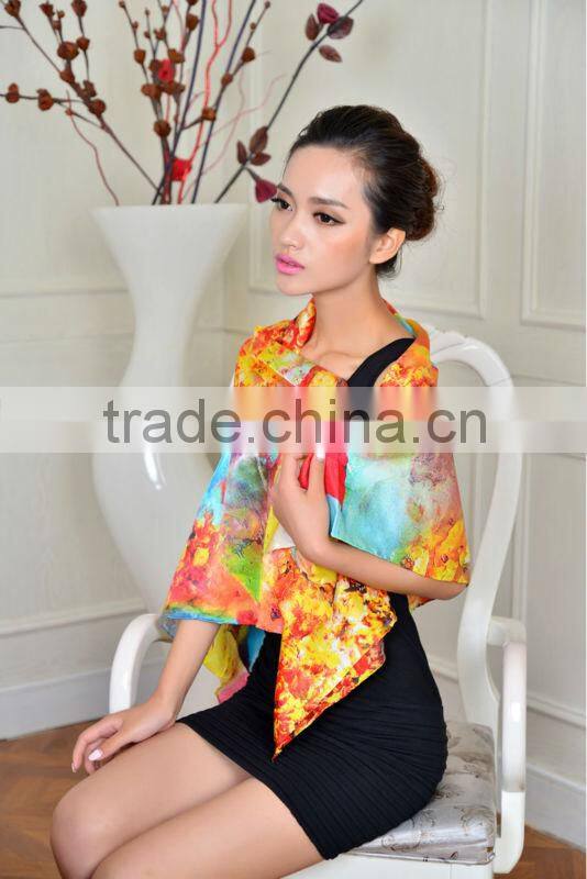 Digital printing silk scarf 061