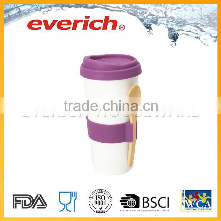 Porcelain double wall ceramic coffee mug