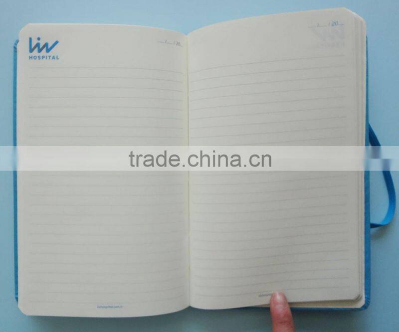 blue thermo pu leather debossed logo custom hardcover journal export to turkey