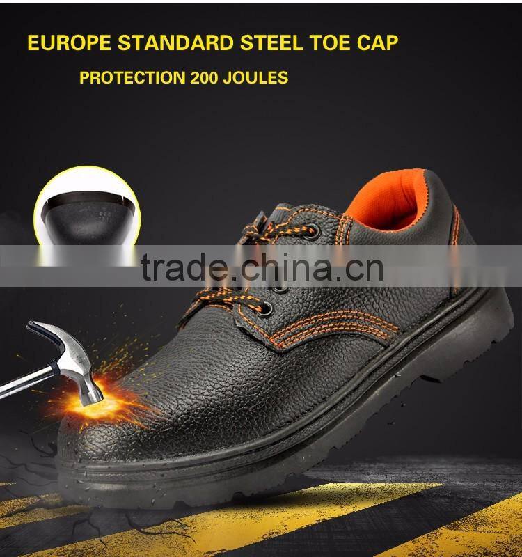 Waterproof black leather oil and acid resistant industrial safety shoes slip resistant safety footwear