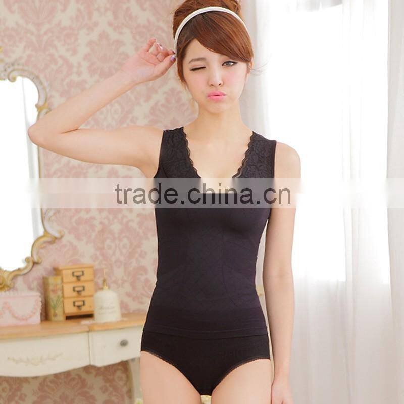 High Quality Lace Design Lady Tank Top Tummy Control V Neck Tank Top