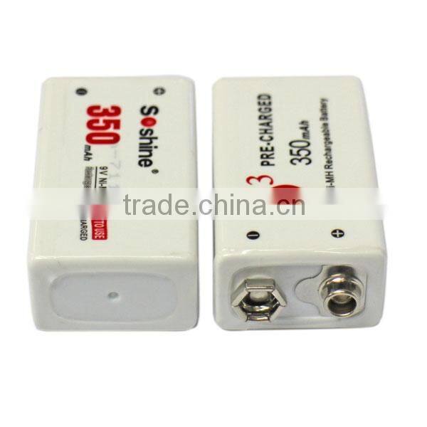 Soshine New 9V Ni-MH Rechargeable Battery 350mAh Ni-MH battery pack 9v rechargeable battery 9v battery pack