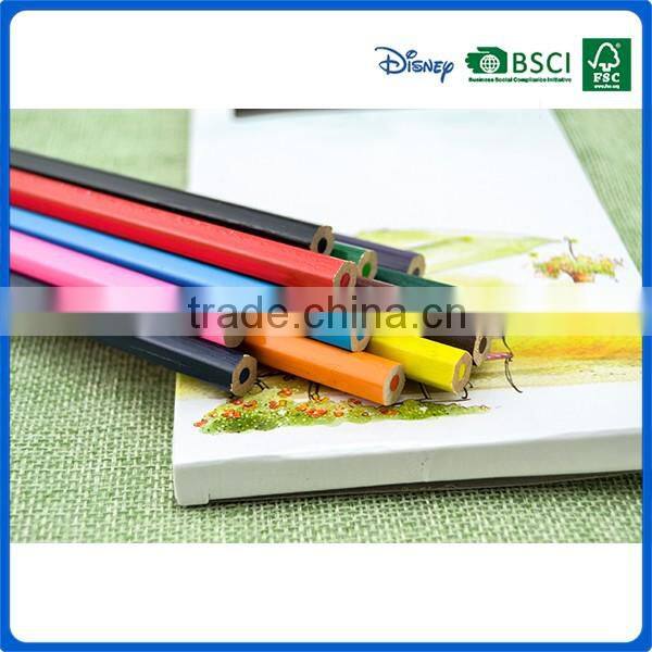 2016 hot sale customized school hexagonal 7 inch 12 colors pencil into paper box for art