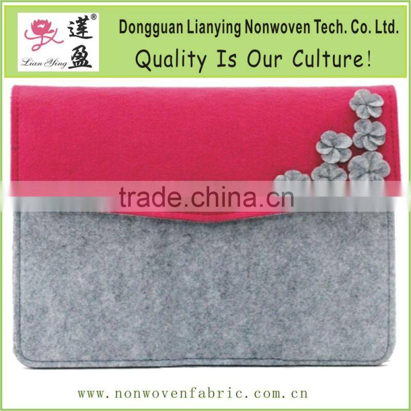 gray felt bag for iPad mini with elastic belt