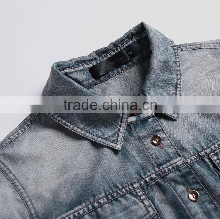 2015 new design european stylish long sleeve denim splicing gauze dress