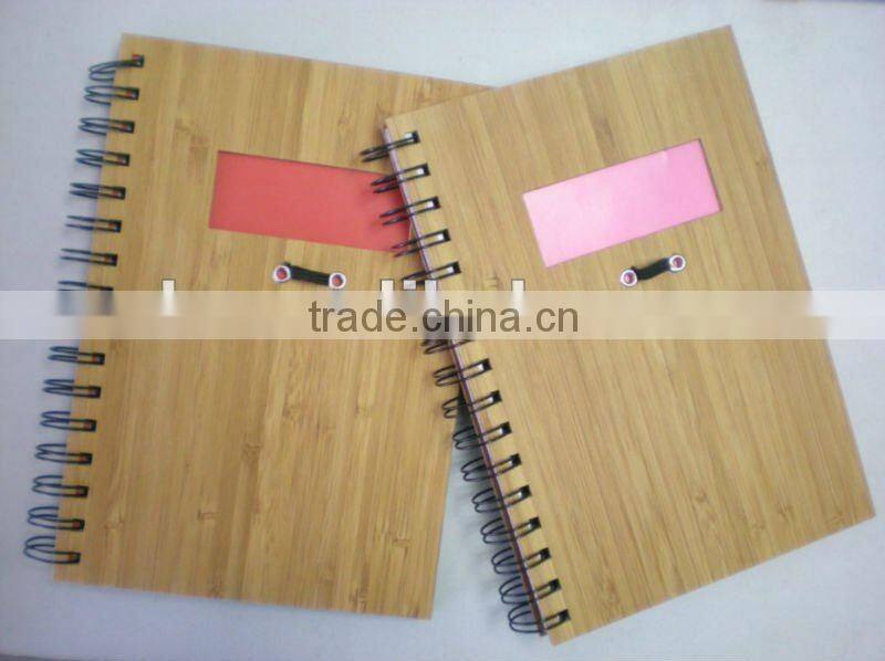 Nice design bamboo notebook with pen loop