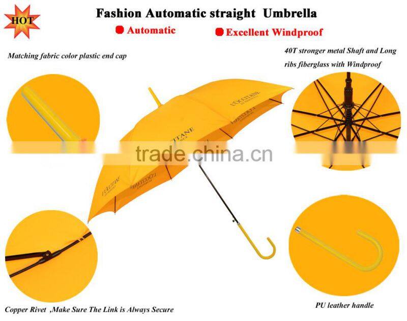China Wholesale Cheap Windproof Promotional Automatic Yellow Non-drip Umbrella