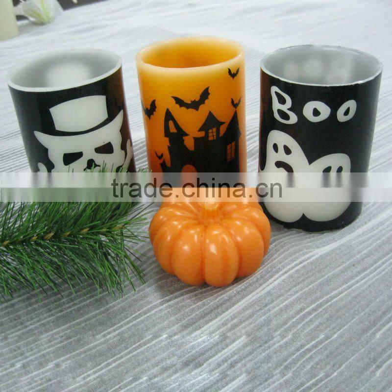 amber flickering Flameless Pillar Carven Wax Scented LED Candles