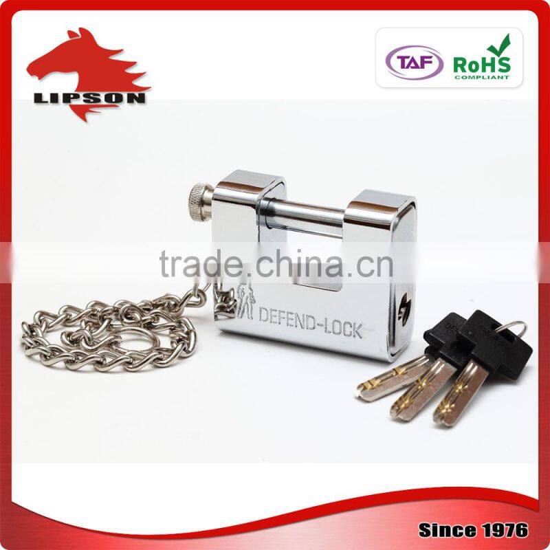LS-303 Kaba Key and Steel Chain WITH Plated steel Amour Rectangular Padlock