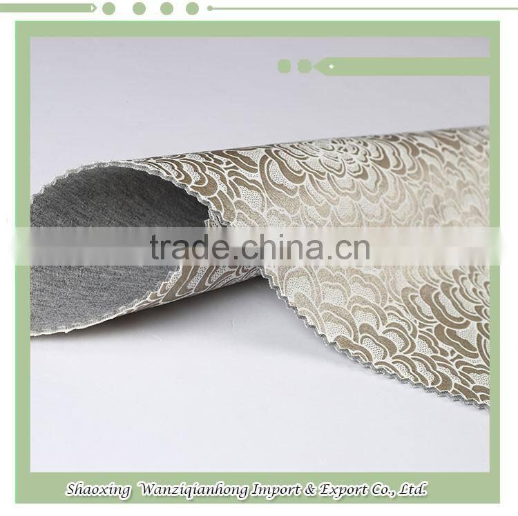 Shaoxing textile floral desigh foil gold scuba knit fabric