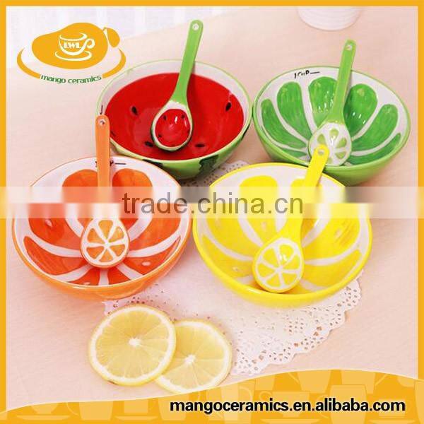 Creative colorful hand painted ceramic fruit bowl